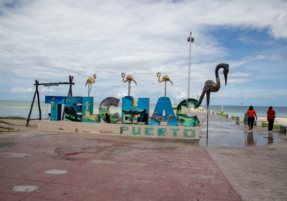 Vue de Telchac Puerto au Yucatán, village côtier du Mexique